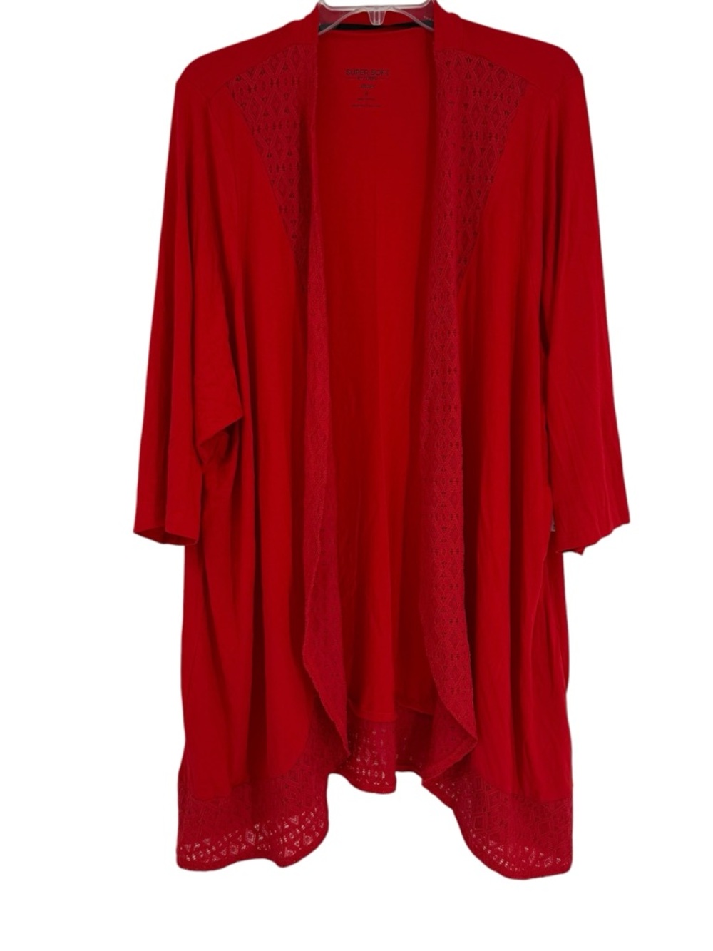 Torrid Super Soft Crochet Trim Cardigan Size 4X Red Kimono Jersey NWT Topper